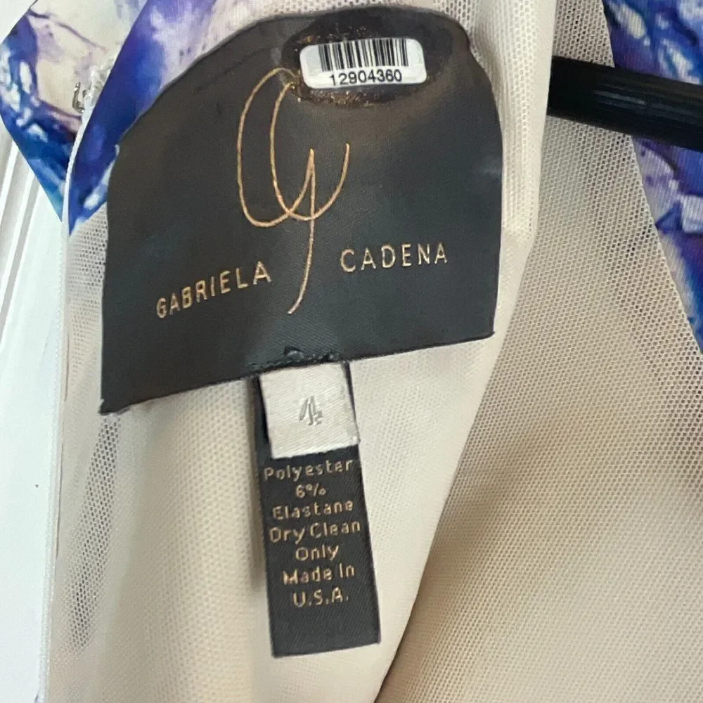 Gabriela Cadena Marbled Over Womens Dress Size 4 Cocktail Designer Cap Sleeve T1 - Picture 12 of 12